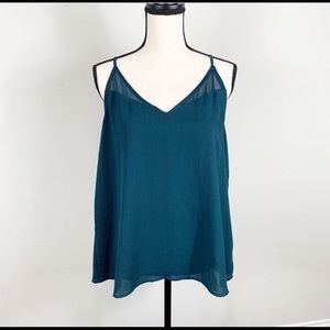 Teal tank with sheer detailing